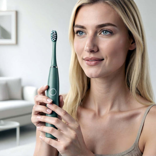 Woman Holding Orateeth Toothbrush in Home