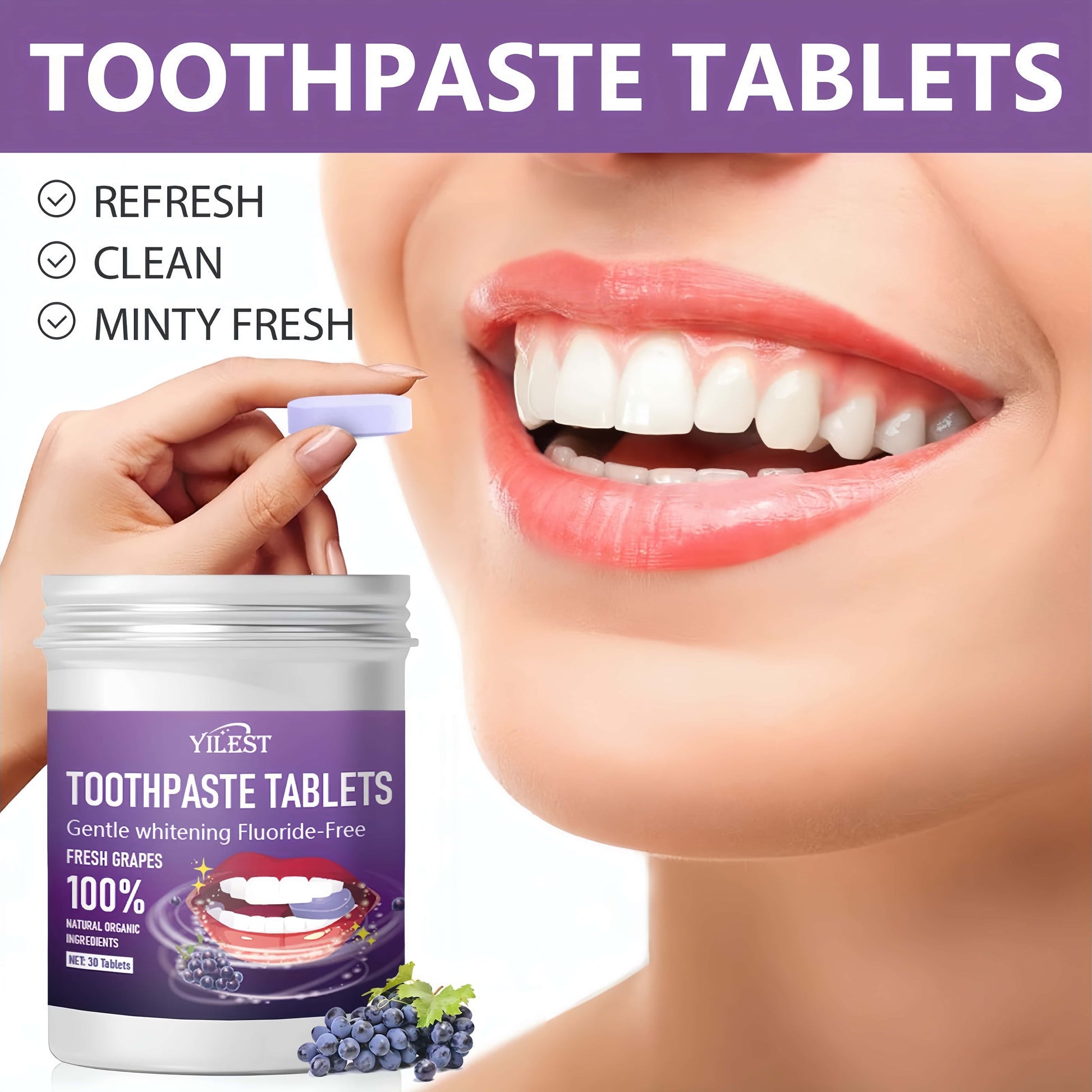 Orateeth User Using Toothpaste Tablet Closeup