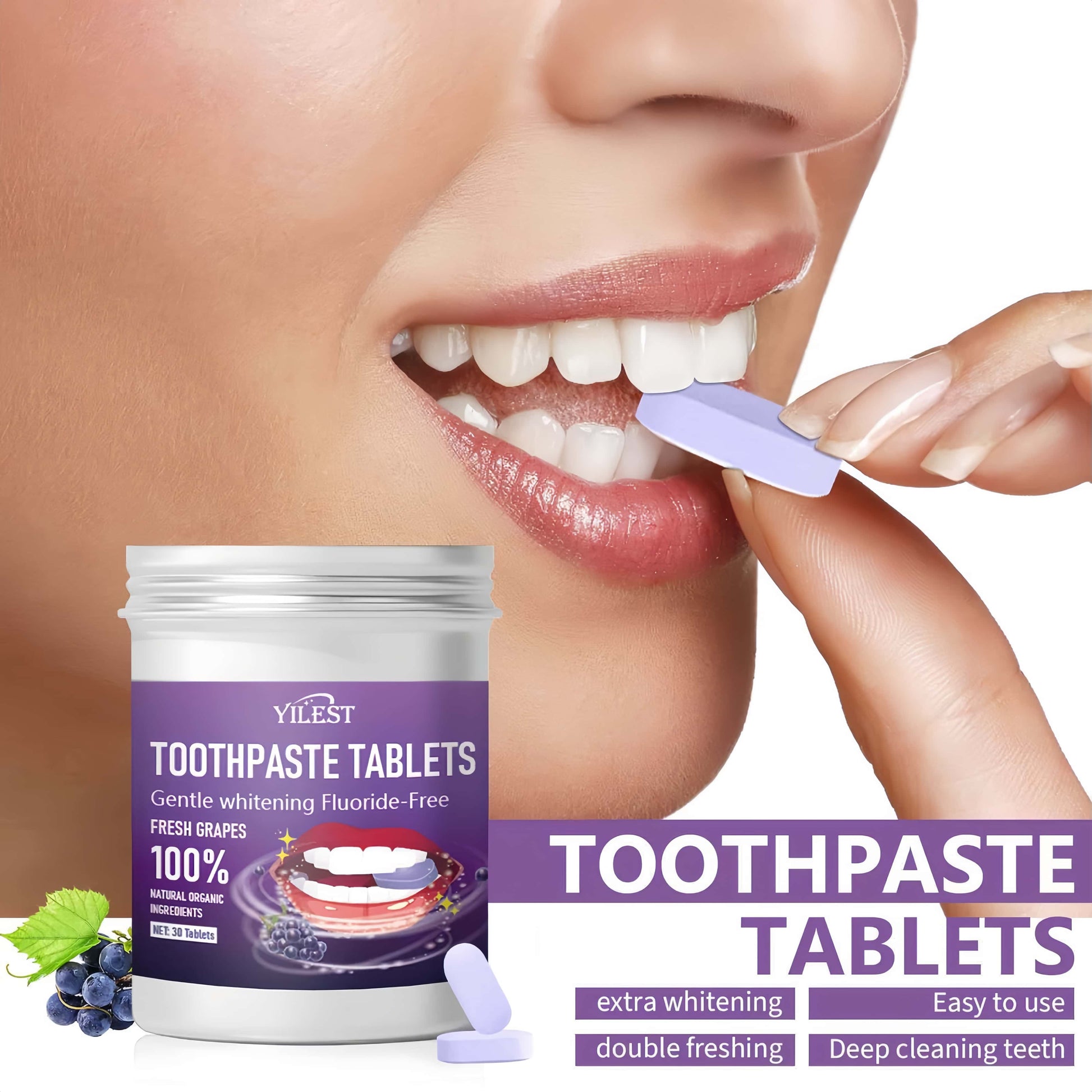 Orateeth User Using Toothpaste Tablet