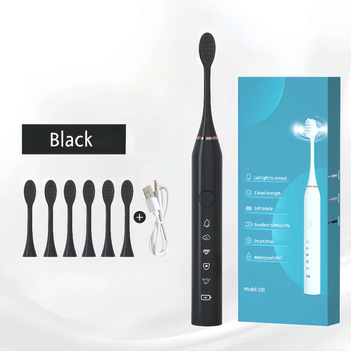 Orateeth Toothbrush Black Accessories Set
