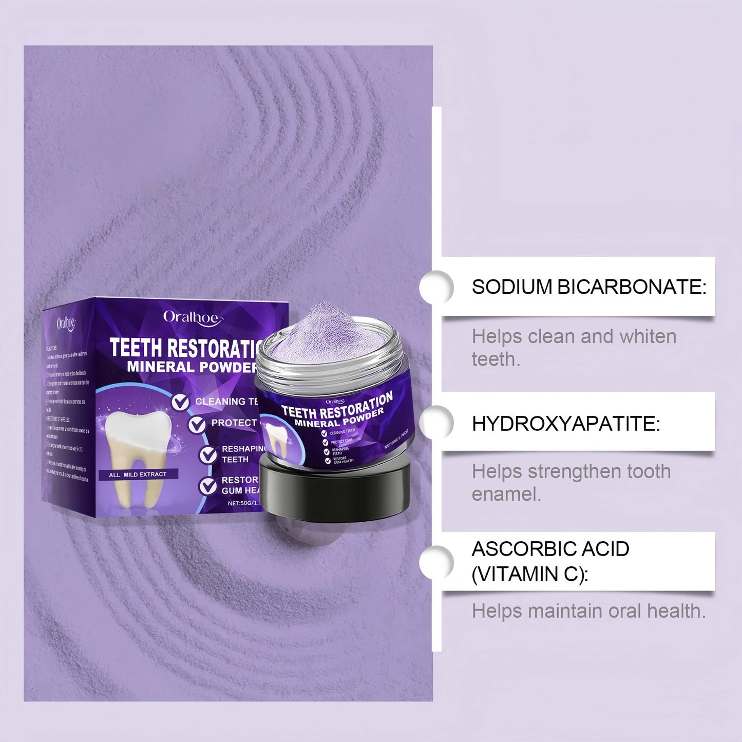 Orateeth Purple Whitening Powder Packaging
