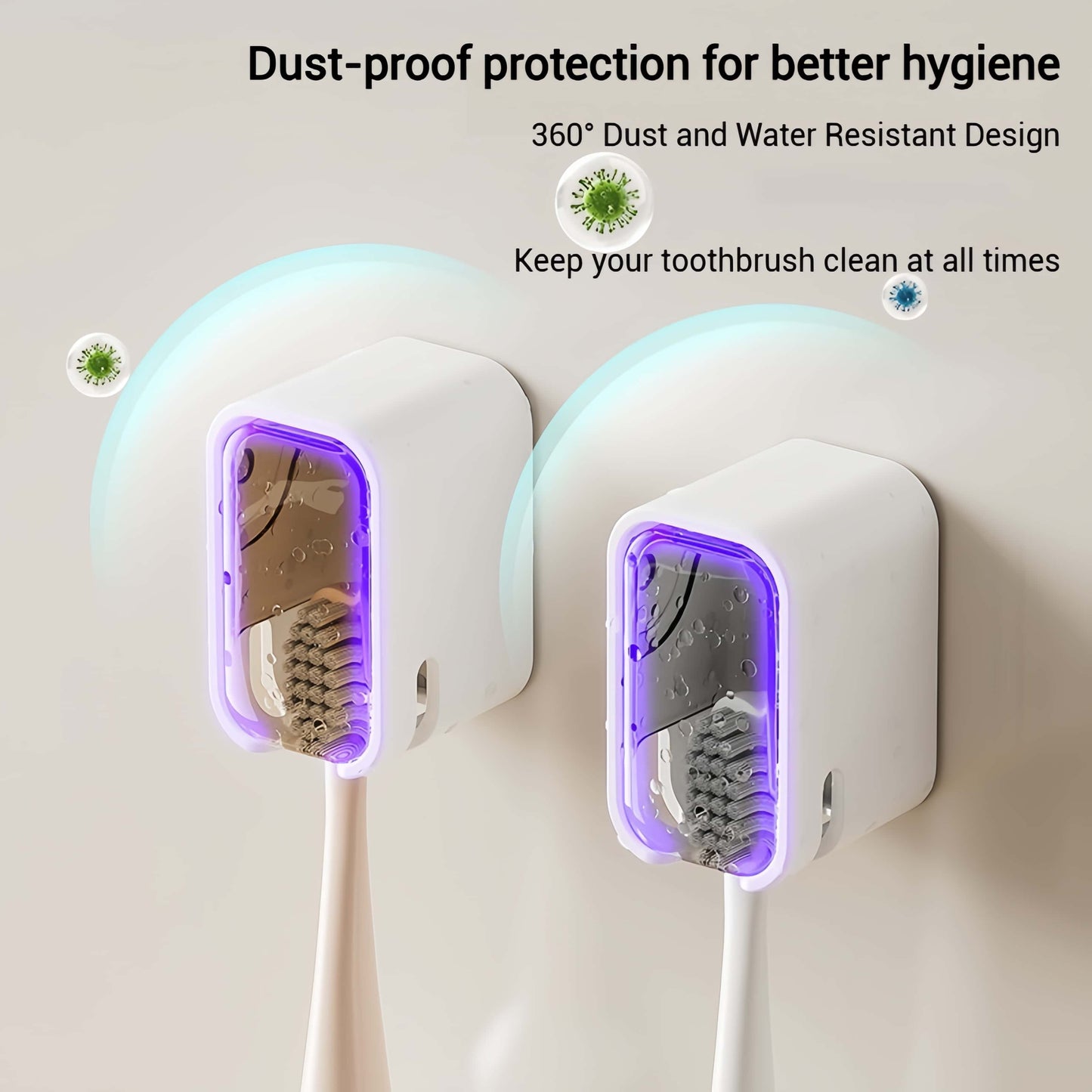 Orateeth Wall-Mounted Toothbrush Holder – Dust-Proof Cover (2-Pack)