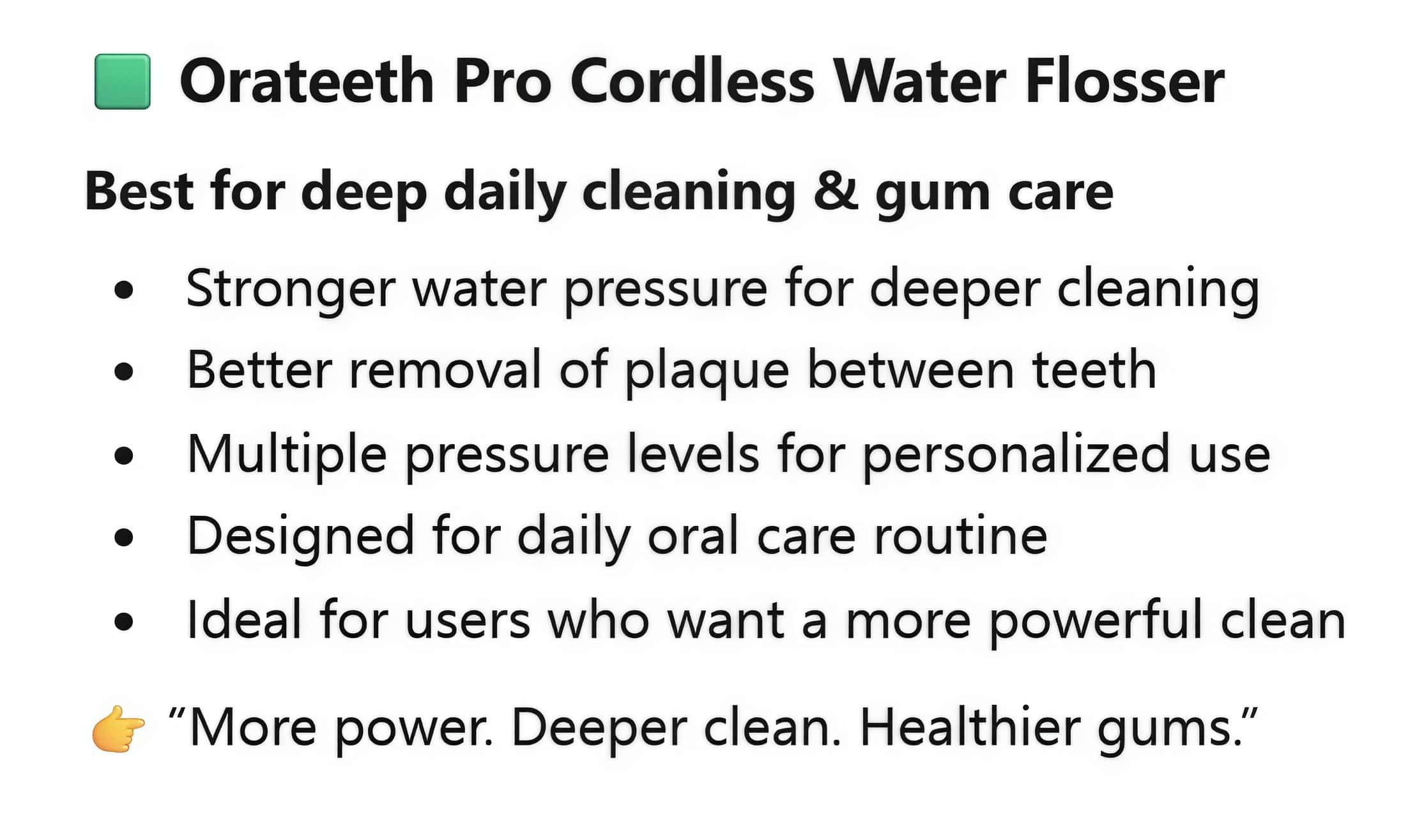 Orateeth Pro Cordless Water Flosser – Deep Cleaning for Teeth & Gums