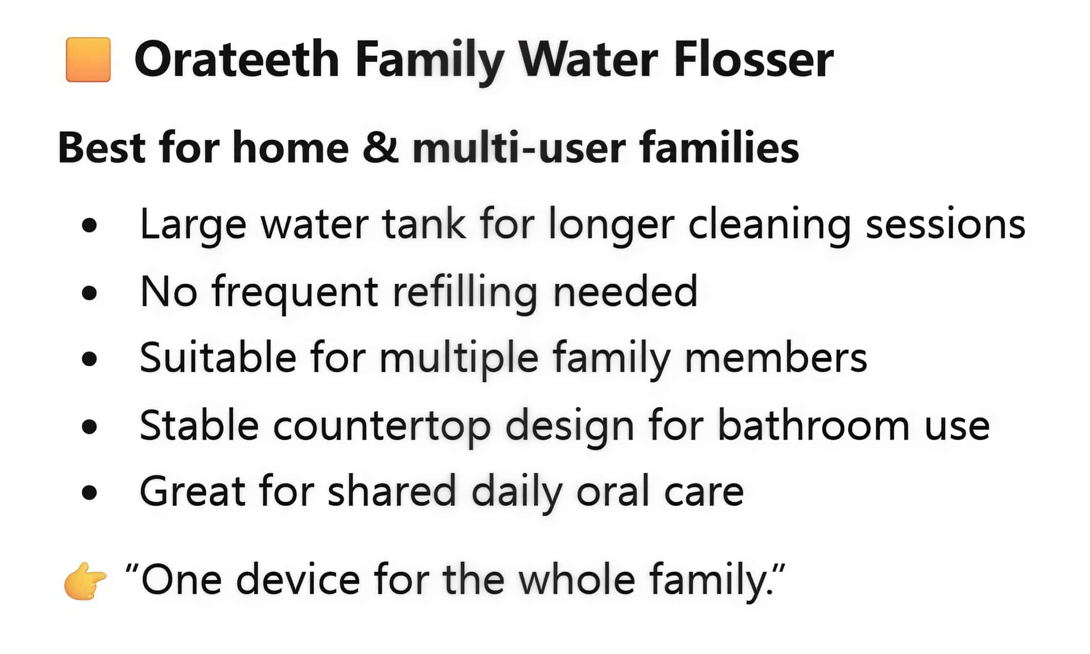 Orateeth Family Water Flosser – Deep Cleaning for Daily & Family Use