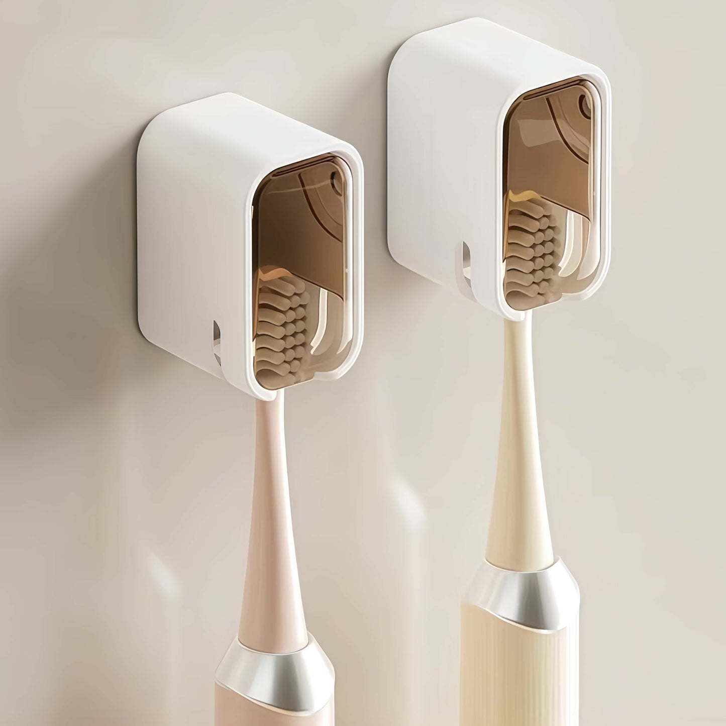 Orateeth Wall-Mounted Toothbrush Holder – Dust-Proof Cover (2-Pack)