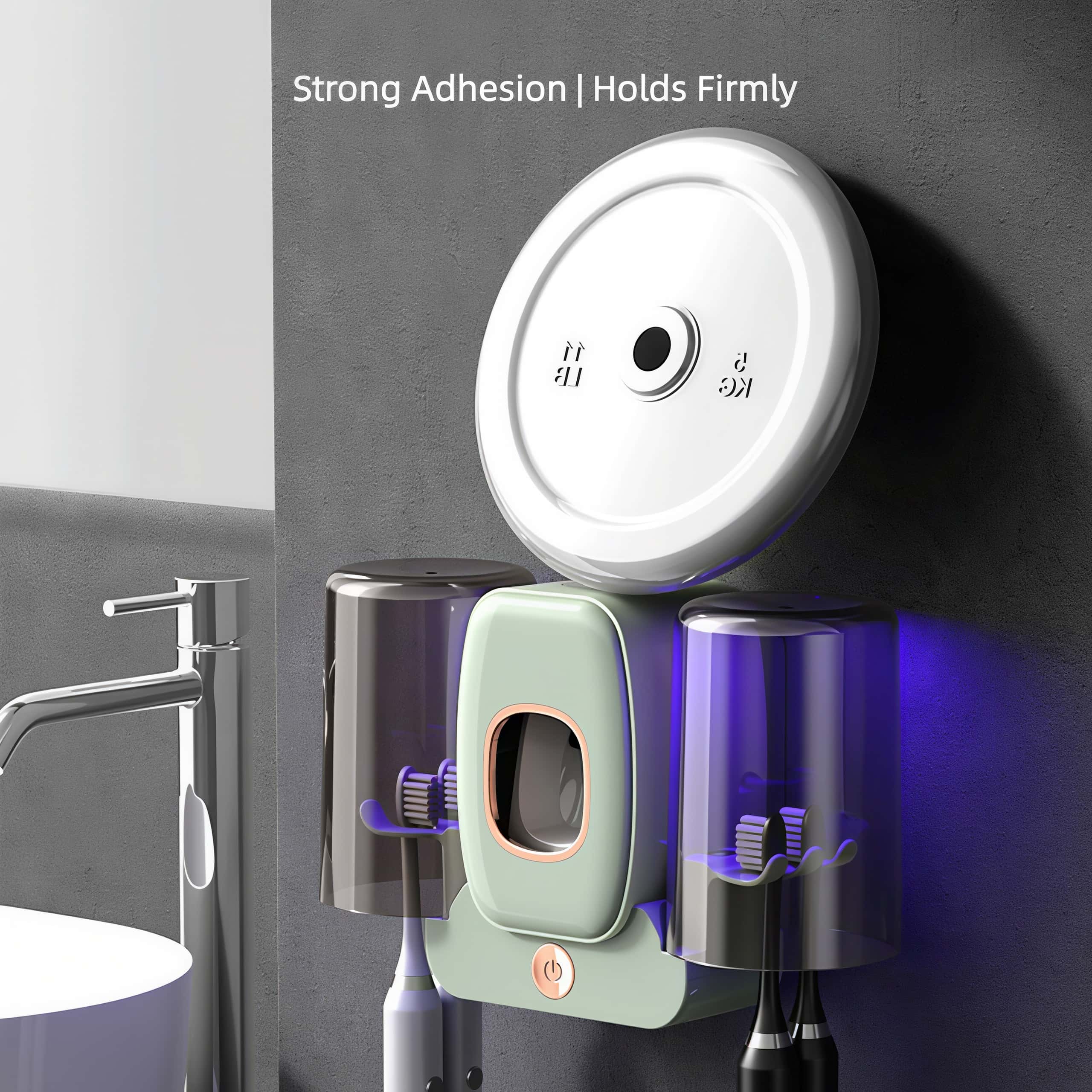 Orateeth UV Toothbrush Holder with Toothpaste Dispenser – 4-Slot Family Organizer