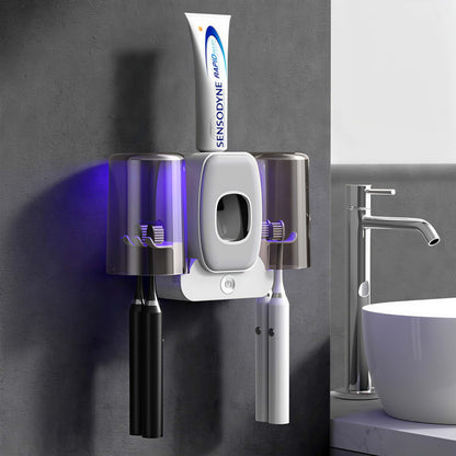 Orateeth UV Toothbrush Holder with Toothpaste Dispenser – 4-Slot Family Organizer