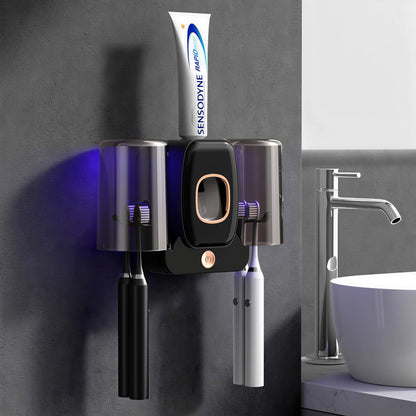 Orateeth UV Toothbrush Holder with Toothpaste Dispenser – 4-Slot Family Organizer