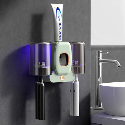 Orateeth UV Toothbrush Holder with Toothpaste Dispenser – 4-Slot Family Organizer