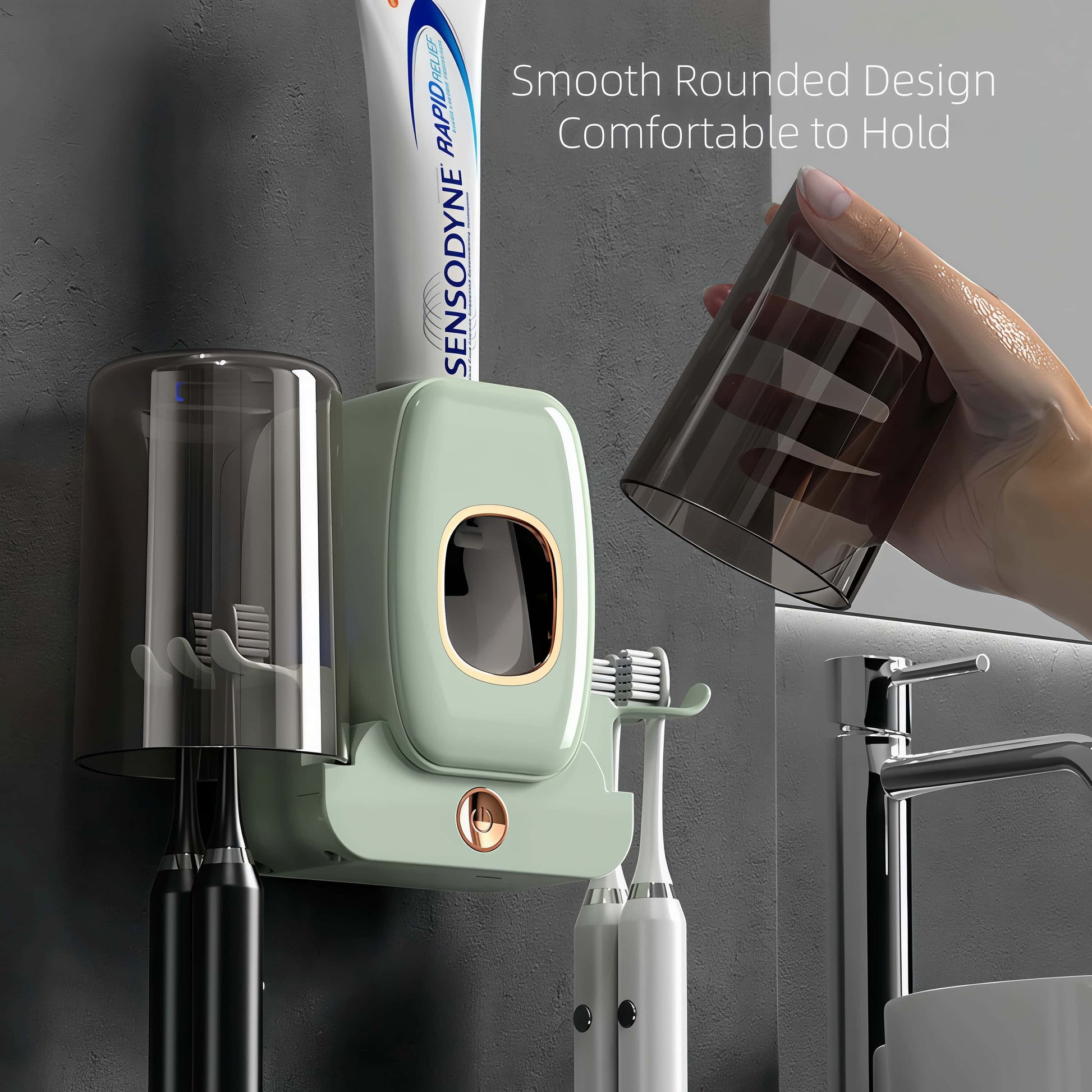 Orateeth UV Toothbrush Holder with Toothpaste Dispenser – 4-Slot Family Organizer
