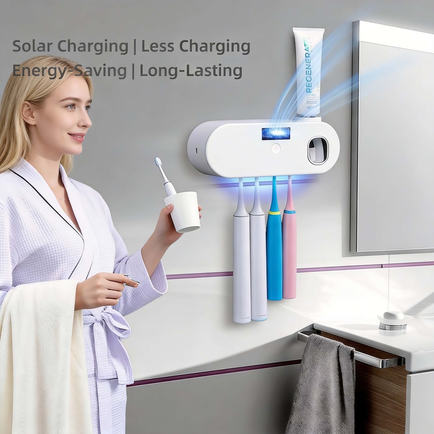 Orateeth UV Toothbrush Holder with Toothpaste Dispenser – 60-Day Battery Life