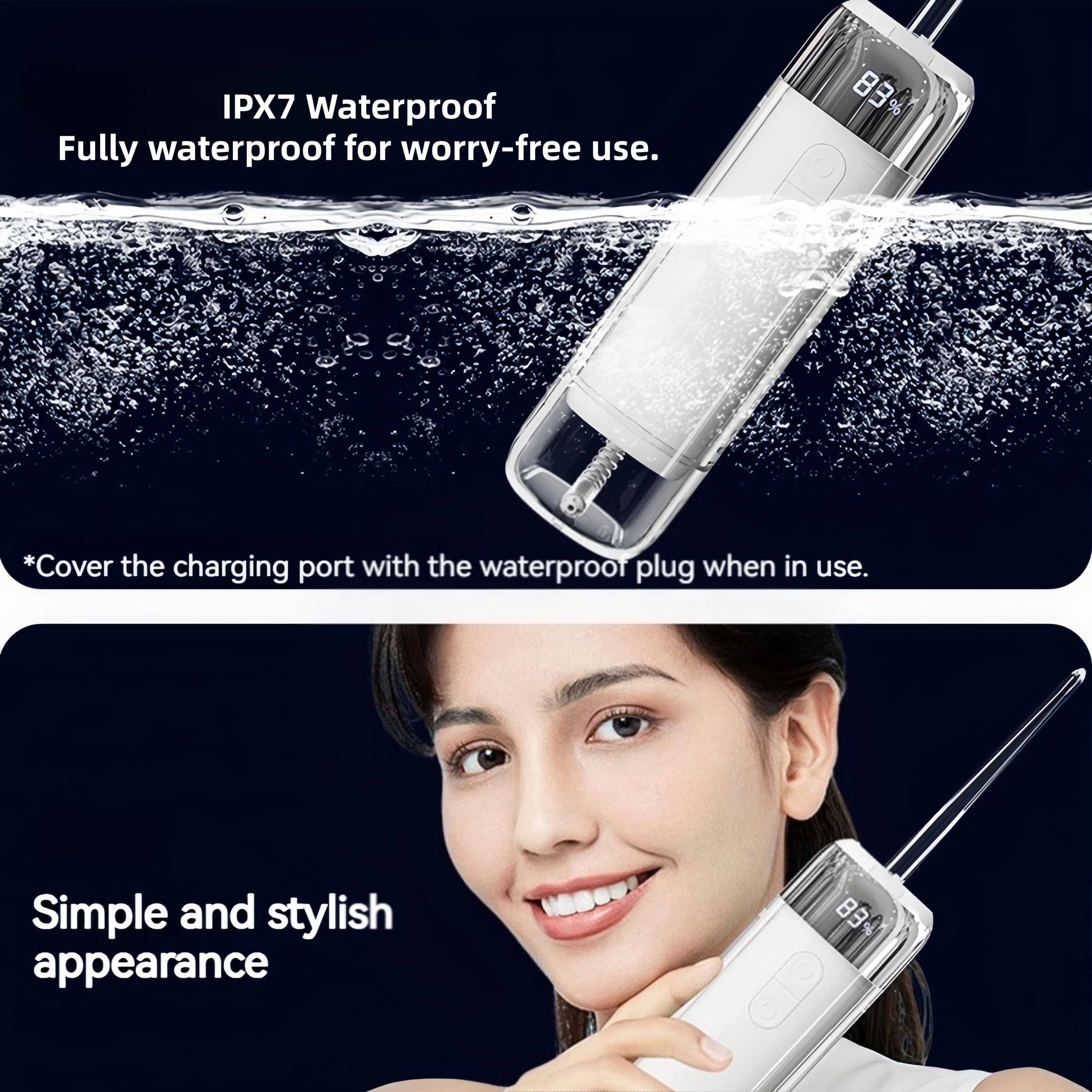 Orateeth Q5 Cordless Water Flosser – 180ml, UVC Sterilization, Smart LED Display